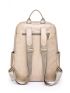 Beige Classic Backpack Metal Decor Fashion Backpack