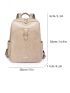 Beige Classic Backpack Metal Decor Fashion Backpack