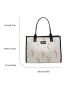 Floral Pattern Letter Patch Decor Shoulder Tote Bag