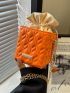 Mini Neon Orange Quilted Drawstring Design Chain Box Bag