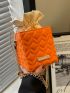 Mini Neon Orange Quilted Drawstring Design Chain Box Bag