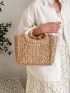 Drawstring Design Straw Bag Small For Vacation