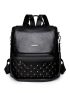 Studded Decor Pocket Front Backpack