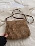 Letter Patch Decor Straw Bag