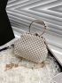 Mini Faux Pearl Decor Chain Evening Bag, Clear Bag, Perfect Bride Purse For Wedding, Prom & Party Events