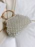 Mini Faux Pearl Decor Chain Evening Bag, Clear Bag, Perfect Bride Purse For Wedding, Prom & Party Events