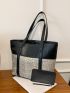 Two Tone Shoulder Tote Bag With Purse, Best Work Bag For Women