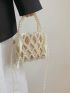 Mini Faux Pearl Beaded Satchel Bag