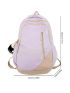 Two Tone Functional Backpack Letter Graphic Daily Outdoor Classic Backpack With Bag Charm