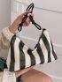 Large Shoulder Bag Colorblock Striped Pattern Hobo Bag