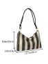 Large Shoulder Bag Colorblock Striped Pattern Hobo Bag