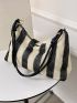 Large Shoulder Bag Colorblock Striped Pattern Hobo Bag