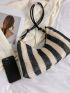 Large Shoulder Bag Colorblock Striped Pattern Hobo Bag