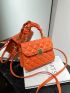 Neon Orange Quilted Pattern Ruched Detail Square Bag