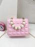 Mini Faux Pearl Decor Square Bag