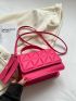 Neon-Pink Square Bag Quilted Flap With Coin Purse