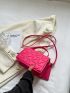 Neon-Pink Square Bag Quilted Flap With Coin Purse