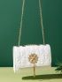 Tassel Decor Quilted Pattern Chain Square Bag