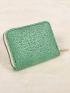 Graphic Card Holder Fashionable Green With Zipper PU For Daily Life