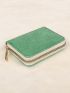 Graphic Card Holder Fashionable Green With Zipper PU For Daily Life