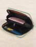 Graphic Card Holder Fashionable Green With Zipper PU For Daily Life