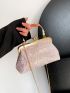 Sequin Decor Square Bag Small Kiss Lock For Party