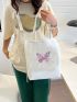 Butterfly Pattern Shopper Bag Preppy Tote Bag