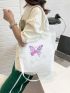 Butterfly Pattern Shopper Bag Preppy Tote Bag