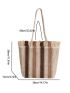 Colorblock Frill Trim Straw Bag