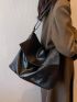 Minimalist Hobo Bag Black Flap Adjustable Strap For Daily