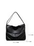 Minimalist Hobo Bag Black Flap Adjustable Strap For Daily