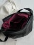 Minimalist Hobo Bag Black Flap Adjustable Strap For Daily