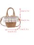 Mini Ruffle Trim Drawstring Design Straw Bag