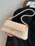 Quilted Detail Flap Baguette Bag