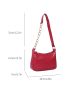 Crocodile Embossed Chain Decor Baguette Bag