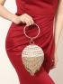 Mini Rhinestone Tassel & Faux Pearl Decor Circle Bag