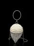 Mini Rhinestone & Faux Pearl Decor Circle Bag