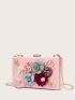 Mini Flower & Faux Pearl Decor Box Bag