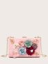 Mini Flower & Faux Pearl Decor Box Bag