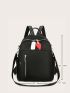 Colorblock Classic Backpack Black Fashion Backpack For School