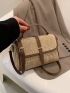 Contrast Binding Flap Straw Bag