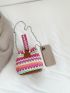 Mini Color Block Chain Straw Bag