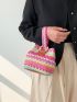 Mini Color Block Chain Straw Bag