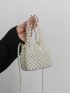 Mini Faux Pearl Beaded Satchel Bag