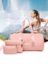 3pcs Letter Graphic Pink Duffel Bag Set