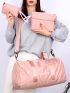 3pcs Letter Graphic Pink Duffel Bag Set