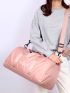 3pcs Letter Graphic Pink Duffel Bag Set