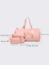 3pcs Letter Graphic Pink Duffel Bag Set