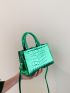 Mini Neon Green Satchel Crocodile Embossed Square Bag