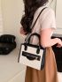 Two Tone Zip Front Square Bag